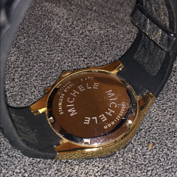 MICHELE Tahitian Jelly Bean Black & Gold Watch - Picture 4 of 4